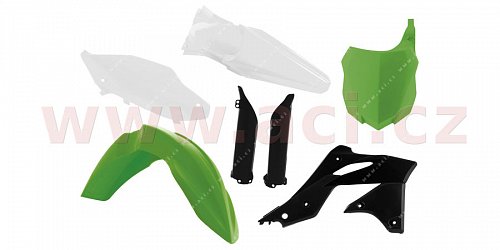 sada plastů Kawasaki Villopoto, RTECH (zelená-bílá-černá, 6 dílů)